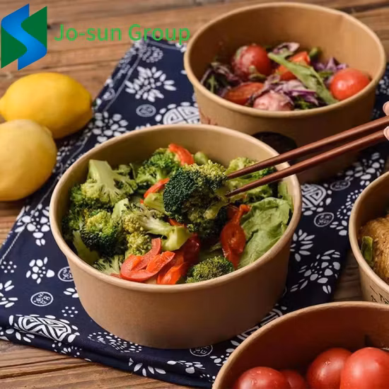 Eco Friendly Disposable Kraft Paper Fruit Salad Food Bowl